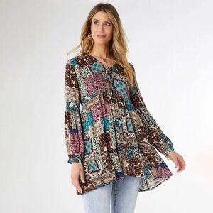 Umgee Boho Paisley Patchwork Tunic